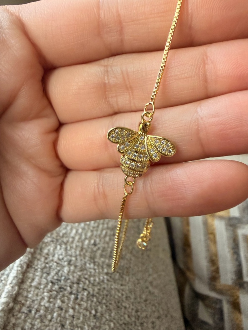 Gold Bee Pendant Necklace - Picture 4 of 9